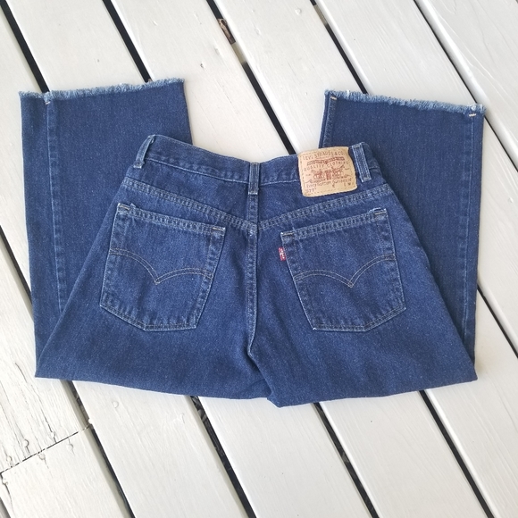 LEVI 577 frayed hem sz 10 cropped flared jeans - Picture 2 of 10